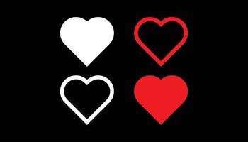 Vector Illustration .Red hearts and black hearts flat icons.