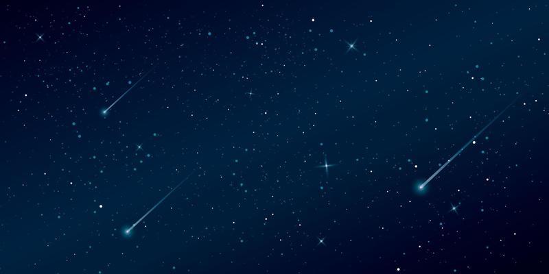 Starry and comet in universe background. Beautiful blue night sky with meteor illustration.