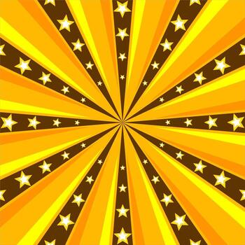 Yellow burst background with stars vector