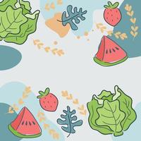 Healthy fruit and vegetable vegetarian food pattern, vector vegan bright color background