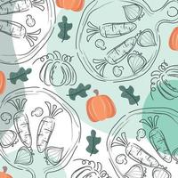 Vegetables and fruit pattern on white background, vegetable illustration vector