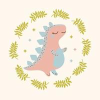 PINK DINO Hand Drawn Vector Illustration Baby Apparel Set