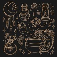 MYSTICAL SYMBOL TEMPLATE Witchcraft Esoteric Astrology Set vector