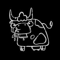 SMILING COW MONOCHROME In Sketch Style Vector Illustration Set