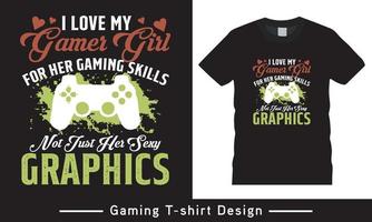 Typography vector game lover t shirt template design Free Vector