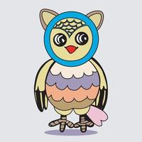 Owl standing in cartoon style Free Vector