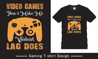 Typography game t shirt template design Free Vector