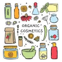 ORGANIC COSMETICS COLOR Hand Drawn Sketch Vector Collection