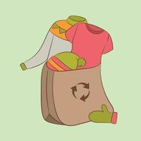 RECYCLING CLOTH Ecological Problem Vector Illustration Set