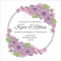 WEDDING FLOWERS Invitation Floral Frame Vector Illustration Set