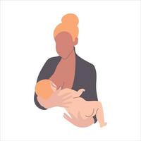 Blonde woman breastfeeding a baby vector illustration.