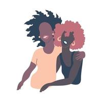 negro mujer abrazando y sonriente. vector