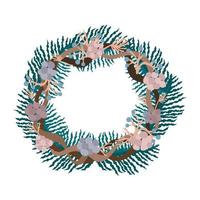 Christmas wreath isolated on white background. vector