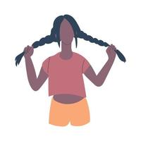 Dark skinned girl with braids. vector