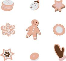 Christmas cookies set isolated on white background. vector