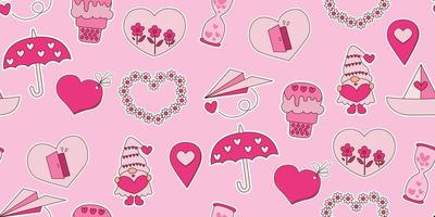 Beautiful Pattern cute cartoon for love concept. sweet beautiful heart. Cartoon illustration for fashion, Valentine's Day, wrap paper, cards or about love and wedding. vector