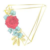 TRIANGLE ROSE Golden Frame For Wedding Vector Illustration Set