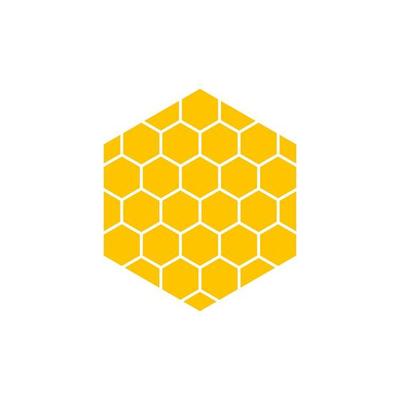 yellow honeycomb logo isolated on white background.
