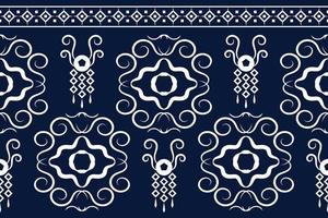 Ethnic fabric pattern geometric style. Sarong Aztec Ethnic oriental pattern traditional Dark navy blue background. Abstract,vector,illustration. Use for texture,clothing,wrapping,decoration,carpet. vector