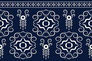 Ethnic fabric pattern geometric style. Sarong Aztec Ethnic oriental pattern traditional Dark navy blue background. Abstract,vector,illustration. Use for texture,clothing,wrapping,decoration,carpet. vector