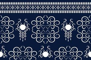 patrón de tejido étnico estilo geométrico. sarong azteca étnico oriental patrón tradicional fondo azul marino oscuro. resumen, vector, ilustración. uso para textura, ropa, envoltura, decoración, alfombra. vector