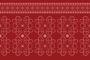 Ethnic fabric pattern geometric style. Sarong Aztec Ethnic oriental pattern traditional Crimson red background. Abstract,vector,illustration. use for texture,clothing,wrapping,decoration,carpet. vector