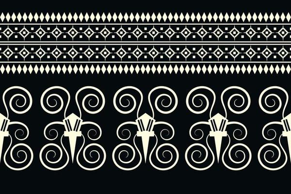 Ethnic fabric pattern geometric style. Sarong Aztec Ethnic oriental pattern traditional dark black background. Abstract,vector,illustration. use for texture,clothing,wrapping,decoration,carpet.