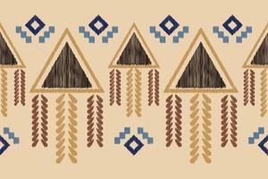 étnico ikat tela modelo geométrico estilo.africano ikat bordado étnico oriental modelo blanco marrón crema antecedentes. resumen, vector, ilustración. para textura,ropa,envoltura,decoración,alfombra. vector