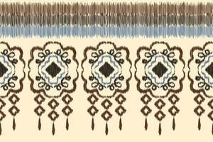Ethnic Ikat fabric pattern geometric style.African Ikat embroidery Ethnic oriental pattern white brown cream background. Abstract,vector,illustration. For texture,clothing,wrapping,decoration,carpet. vector
