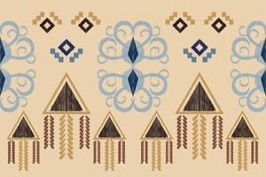 Ethnic Ikat fabric pattern geometric style.African Ikat embroidery Ethnic oriental pattern white brown cream background. Abstract,vector,illustration. For texture,clothing,wrapping,decoration,carpet. vector