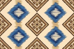 Ethnic Ikat fabric pattern geometric style.African Ikat embroidery Ethnic oriental pattern white brown cream background. Abstract,vector,illustration. For texture,clothing,wrapping,decoration,carpet. vector