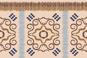 Ethnic Ikat fabric pattern geometric style.African Ikat embroidery Ethnic oriental pattern white brown cream background. Abstract,vector,illustration. For texture,clothing,wrapping,decoration,carpet. vector