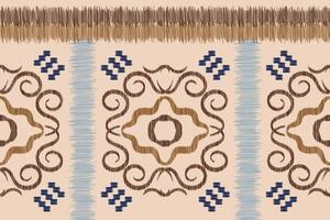 Ethnic Ikat fabric pattern geometric style.African Ikat embroidery Ethnic oriental pattern white brown cream background. Abstract,vector,illustration. For texture,clothing,wrapping,decoration,carpet. vector