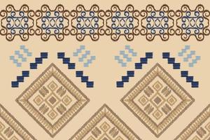 Ethnic Ikat fabric pattern geometric style.African Ikat embroidery Ethnic oriental pattern white brown cream background. Abstract,vector,illustration. For texture,clothing,wrapping,decoration,carpet. vector