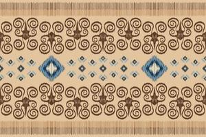 Ethnic Ikat fabric pattern geometric style.African Ikat embroidery Ethnic oriental pattern white brown cream background. Abstract,vector,illustration. For texture,clothing,wrapping,decoration,carpet. vector