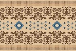 Ethnic Ikat fabric pattern geometric style.African Ikat embroidery Ethnic oriental pattern white brown cream background. Abstract,vector,illustration. For texture,clothing,wrapping,decoration,carpet. vector