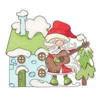 WINTER HOUSE OF SANTA Christmas Clip Art Vector Illustration Set