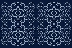 Ethnic fabric pattern geometric style. Sarong Aztec Ethnic oriental pattern traditional Dark navy blue background. Abstract,vector,illustration. Use for texture,clothing,wrapping,decoration,carpet. vector
