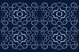 Ethnic fabric pattern geometric style. Sarong Aztec Ethnic oriental pattern traditional Dark navy blue background. Abstract,vector,illustration. Use for texture,clothing,wrapping,decoration,carpet. vector