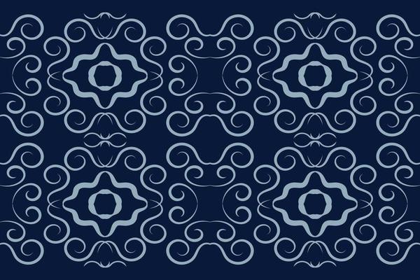 Ethnic fabric pattern geometric style. Sarong Aztec Ethnic oriental pattern traditional Dark navy blue background. Abstract,vector,illustration. Use for texture,clothing,wrapping,decoration,carpet.