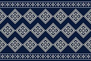 Ethnic fabric pattern geometric style. Sarong Aztec Ethnic oriental pattern traditional Dark navy blue background. Abstract,vector,illustration. Use for texture,clothing,wrapping,decoration,carpet. vector