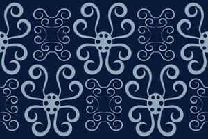 Ethnic fabric pattern geometric style. Sarong Aztec Ethnic oriental pattern traditional Dark navy blue background. Abstract,vector,illustration. Use for texture,clothing,wrapping,decoration,carpet. vector