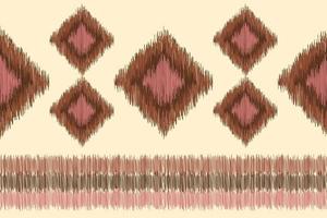 Ethnic Ikat fabric pattern geometric style.African Ikat embroidery Ethnic oriental pattern white brown cream background. Abstract,vector,illustration. For texture,clothing,wrapping,decoration,carpet. vector