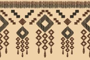 Ethnic Ikat fabric pattern geometric style.African Ikat embroidery Ethnic oriental pattern white brown cream background. Abstract,vector,illustration. For texture,clothing,wrapping,decoration,carpet. vector