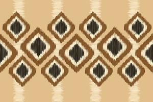 Ethnic Ikat fabric pattern geometric style.African Ikat embroidery Ethnic oriental pattern white brown cream background. Abstract,vector,illustration. For texture,clothing,wrapping,decoration,carpet. vector