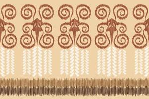 Ethnic Ikat fabric pattern geometric style.African Ikat embroidery Ethnic oriental pattern white brown cream background. Abstract,vector,illustration. For texture,clothing,wrapping,decoration,carpet. vector