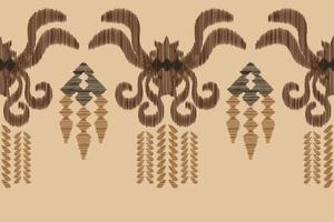 Ethnic Ikat fabric pattern geometric style.African Ikat embroidery Ethnic oriental pattern white brown cream background. Abstract,vector,illustration. For texture,clothing,wrapping,decoration,carpet. vector