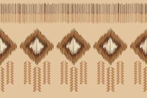 Ethnic Ikat fabric pattern geometric style.African Ikat embroidery Ethnic oriental pattern white brown cream background. Abstract,vector,illustration. For texture,clothing,wrapping,decoration,carpet. vector