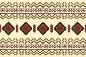 Ethnic Ikat fabric pattern geometric style.African Ikat embroidery Ethnic oriental pattern white brown cream background. Abstract,vector,illustration. For texture,clothing,wrapping,decoration,carpet. vector