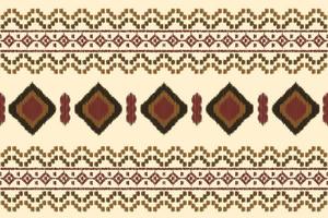 Ethnic Ikat fabric pattern geometric style.African Ikat embroidery Ethnic oriental pattern white brown cream background. Abstract,vector,illustration. For texture,clothing,wrapping,decoration,carpet. vector